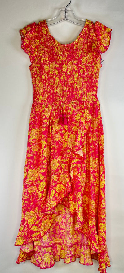 Japna Girls Floral Dress, Pink Org, size 7