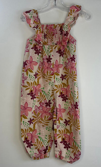 Zara Floral Linen Romper, Pink, size 18-24m