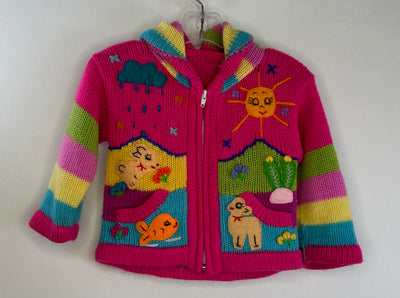 Peruvian Wool Cardigan, Pink, size 12-24m