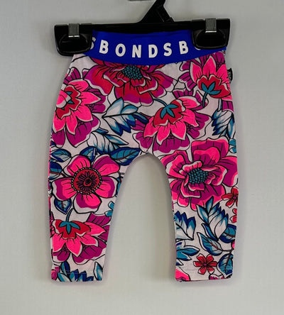 Bonds Floral Leggings, Wht Pink, size 0-3m