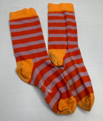 Crew Cuts Stripe Sock, Org Lila, size 8-11yr