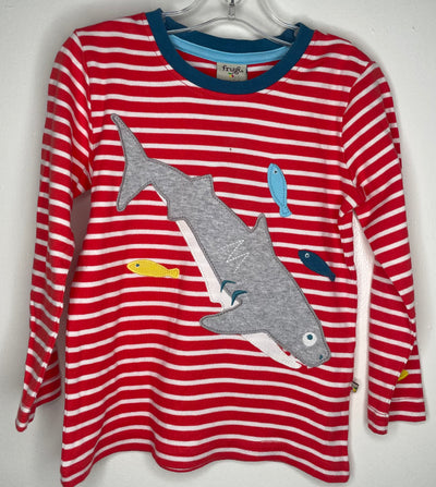 Frugi L/S Shark Top, Red, size 4-5