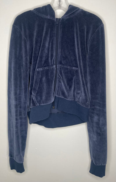 TNA Velour Crop Hoodie, Blue, size Small