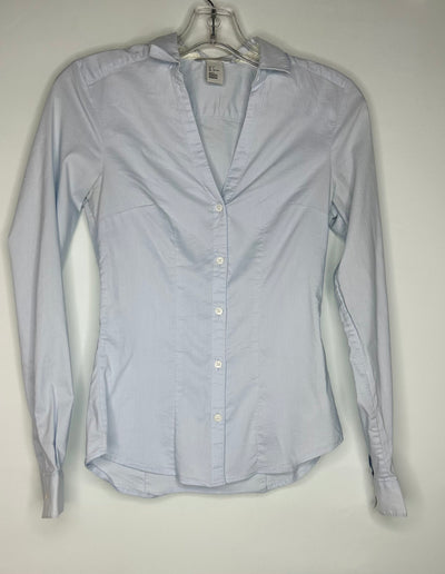 H&M Fitted Button Up Top, L Blue, size 2 XS