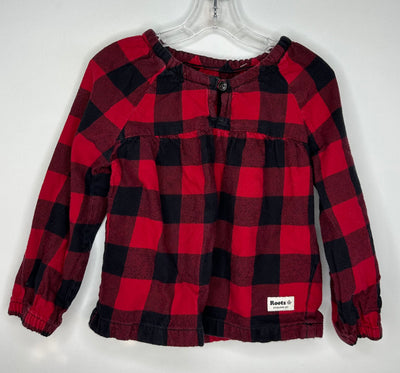 Roots Plaid Top, Blk Red, size 3