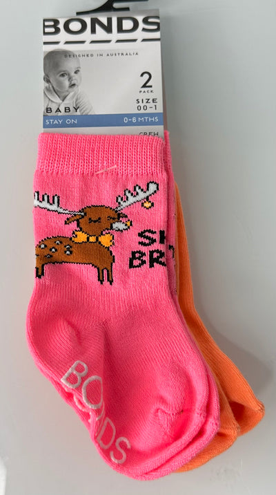 BONDS Holiday Socks NEW, Org Pink, size 0-6m