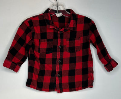 H&M Flannel Top, Red Blk, size 4-6m