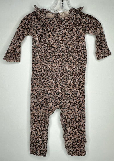 Wheat Floral Romper, Charcoal, size 6m-12m