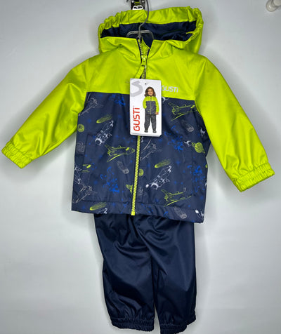 MW 2pc Lined Rain Suit NW, Blue Grn, size 18-24m