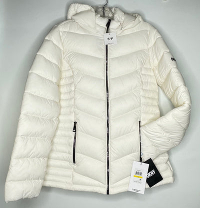 NWT DKNY Puffer Coat, White, size M