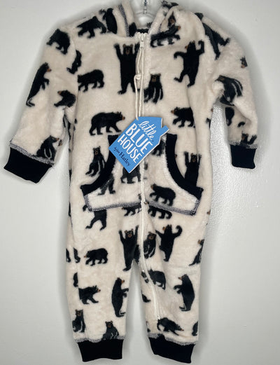 NWT Hatley Fleece Sleeper, B&W, size 6-12M