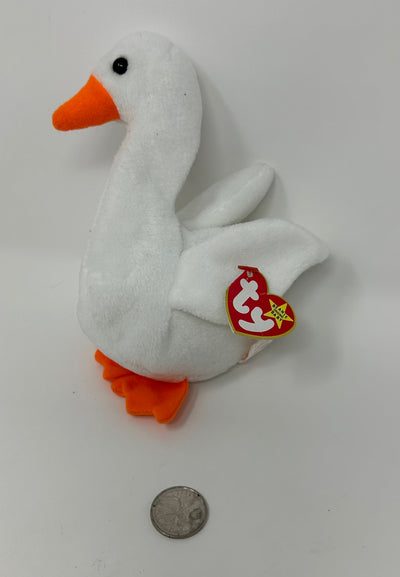 TY Beanie Baby With Tag, Duck, size White