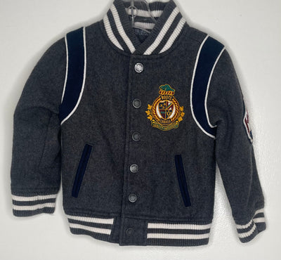 Roots Letterman Jacket, Grey, size 2