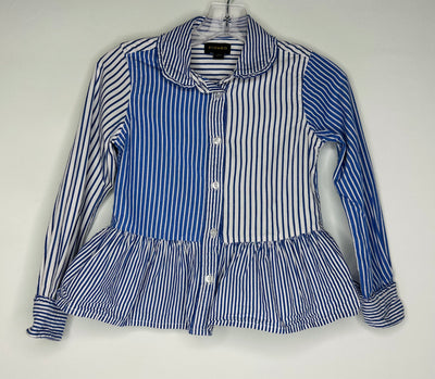 Piombo Button Up Blouse, Blue Wht, size 6