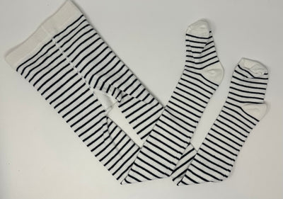 H&M Stripe Tights New, Crm Blk, size 6-8