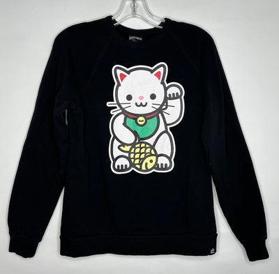 W&F Maneki Neko Crewneck, Black, size XS