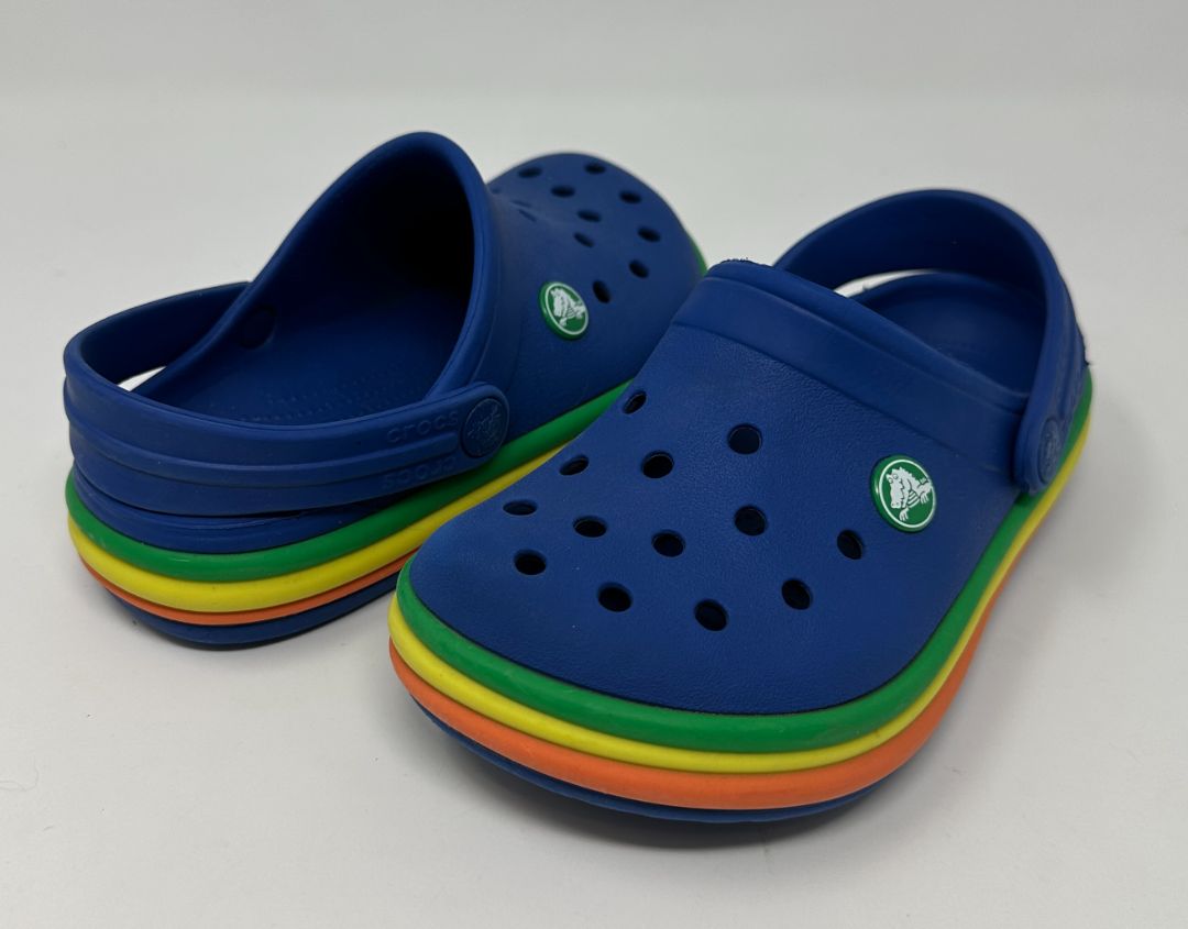 Crocs Slip On Shoes J Blue rainbow – Sailor Jack Consignment
