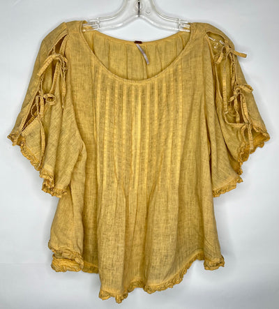 Free People Bow Sleeve To, Yellow, size Med