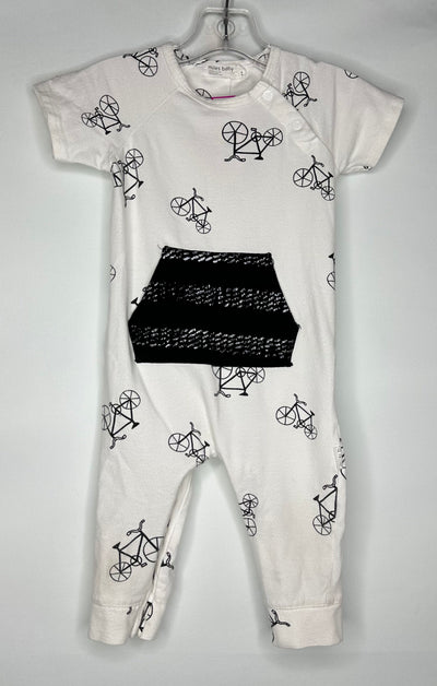 Miles Baby Bicycle Romper, White, size 9M