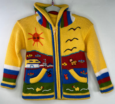Peruvian Sweater NEW Yel, 50% Wool, size 2-3