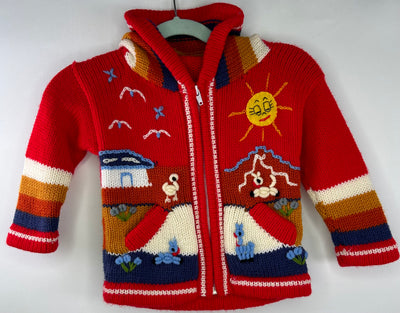 Peruvian Sweater NEW Red, 50% Wool, size 12m-24m
