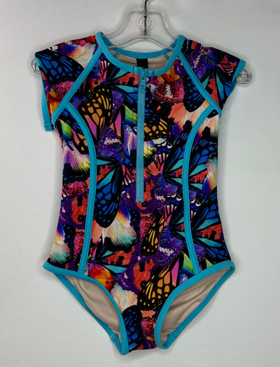 1/2 Zip Swim Suit Butterf, Multi, size 3