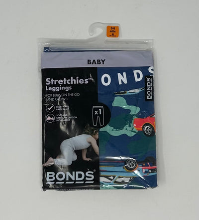 BONDS Stretchies Pant NIP, Blue Car, size 3-6m