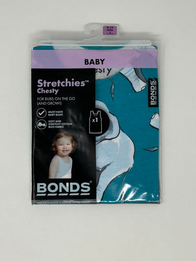 BONDS Stretchies Chesty, Blue NIP, size 6m-12m