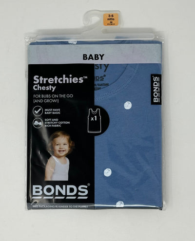 BONDS Stretchies Chesty, Blue NIP, size 3-6m