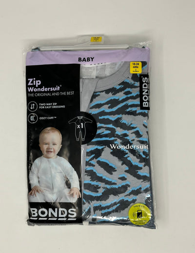 BONDS Wondersuit NIP, Grey Blk, size 18-24m