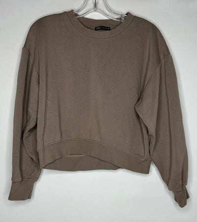 Zara Crew Top, Taupe, size Med