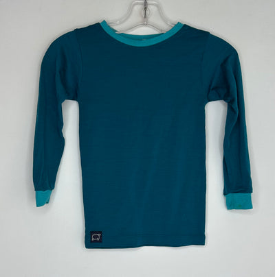 Wee Woolies Merino Top, Teal, size 4