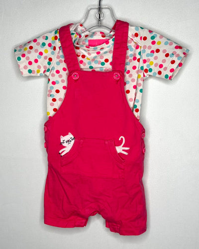 Joules Overall Short Set, Pink, size 6-9M
