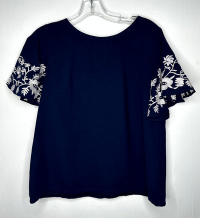 Anne Embroidered Blouse, Navy, size Small