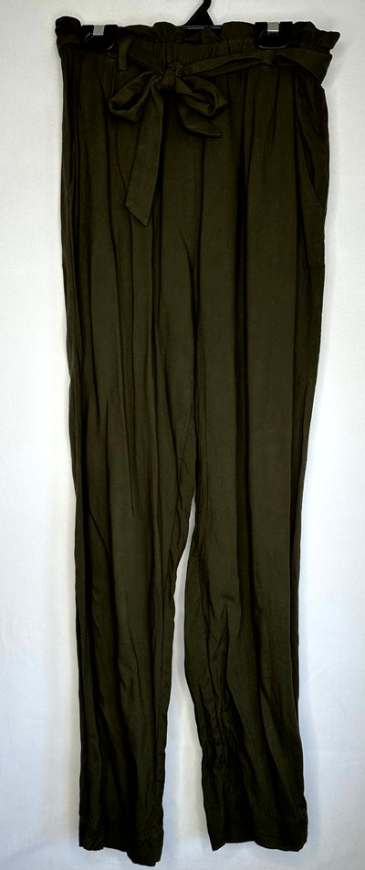 H&M Tie Belt Pant, Green, size XS