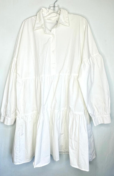 Oak & Fort Ruffle Dress, White, size Large